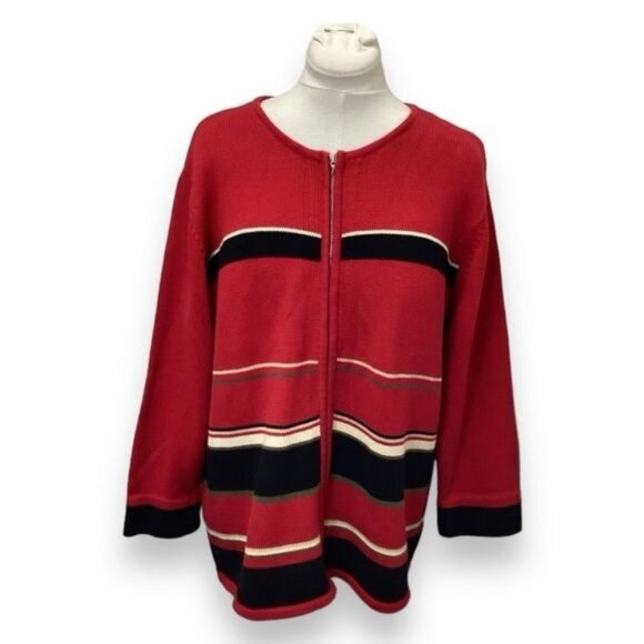 Crazy Horse Liz Claiborne Vintage Women’s Zip Front Cardigan, Red, Size 2X - Picture 1 of 8